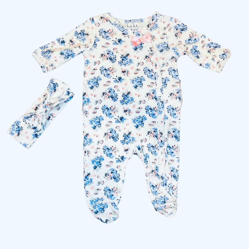 Nicole Miller Baby Pajamas 2 Piece Set Girl Floral 0-3 Months